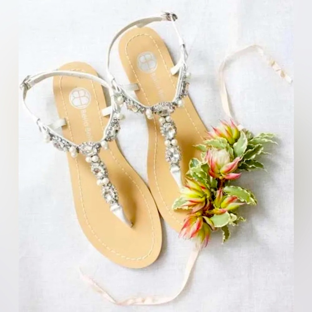 Bella Belle Hera Pearl Wedding Sandals Size 10